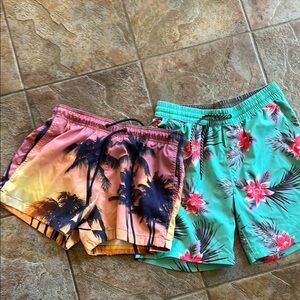 Tropical Print Swim Shorts Set